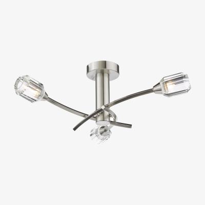Pagazzi Zonda 3 Light Brushed Nickel Semi Flush Ceiling Light