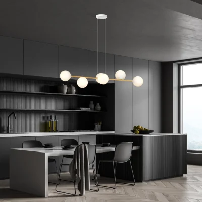 Pagazzi Gravity 6 Light Liner Pendant White & Gold