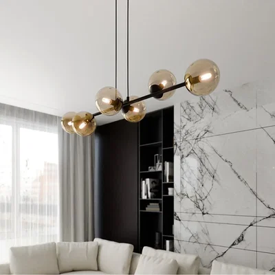 Pagazzi Rossi 6 Light Pendant Black & Amber