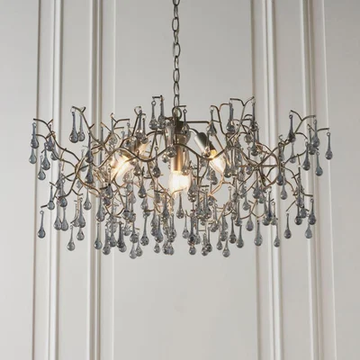 Pagazzi Nightingale 4 Light Silver & Glass Pendant Ceiling Light