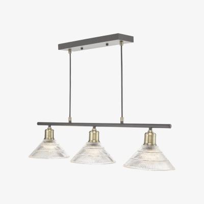 Pagazzi Boyd 3 Light Pendant Glass and Antique Brass Ceiling Light