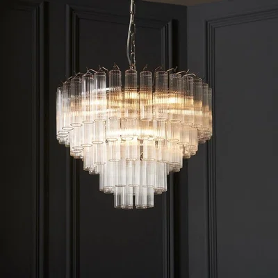 Pagazzi Toulouse 12-Light Silver and Glass Pendant Ceiling Light
