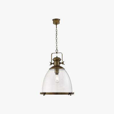 Pagazzi Industrial Pendant in Painted Antique Brass and Clear Glass Ceiling Light