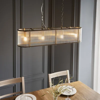 Pagazzi Ridgeton 4 Light Linear Pendant Antique Brass