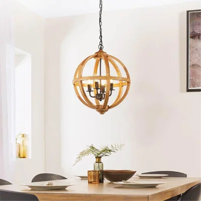 Pagazzi Toba 4-Light Wood Pendant Ceiling Light