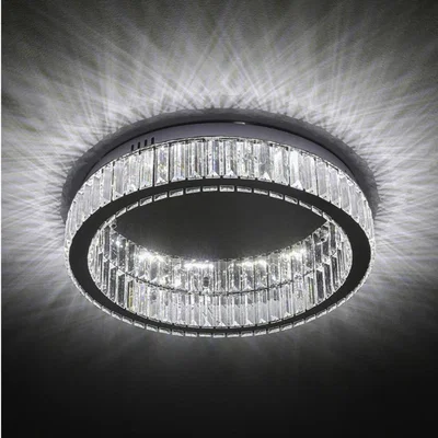 Pagazzi Oda Large Silver & Crystal LED Flush Ceiling Light