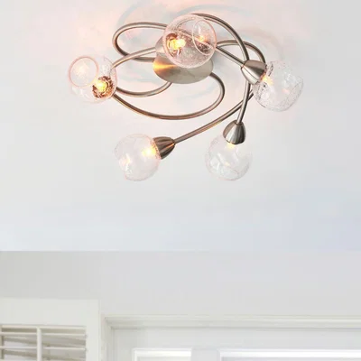 Pagazzi Callen 5 Light Semi Flush Satin Nickel Ceiling Light