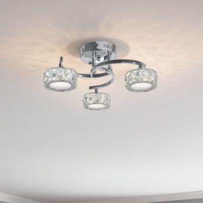 Pagazzi Dilan 3 Light Polished Chrome LED Semi Flush Ceiling Light