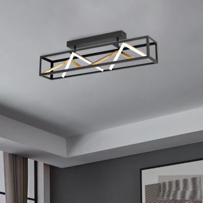 Pagazzi Panela LED Black and Gold Semi-Flush Ceiling Light