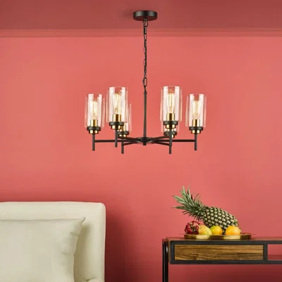 Pagazzi Abel 6 Light Satin Black Chandelier Ceiling Pendant
