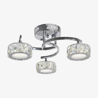 Pagazzi Dilan 3 Light LED Cool White Semi-Flush Fitting Satin Nickel Ceiling Light with Clear Jewels