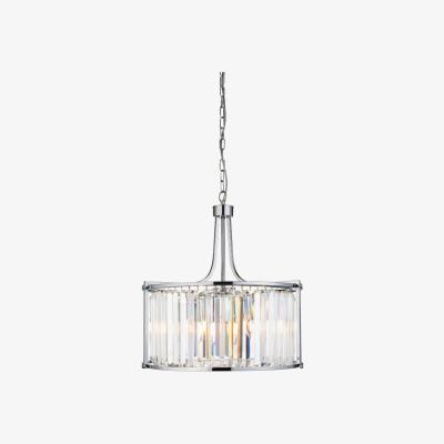 Pagazzi Victoria 5 Light Polished Chrome and Crystal Drum Ceiling Light Pendant