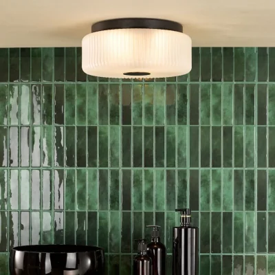 Pagazzi Twyman 3-Light Satin Black IP44 Flush Ceiling Light