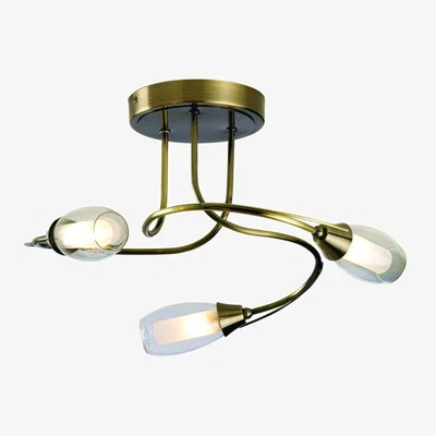 Pagazzi Iris 3 Light Antique Brass Semi Flush Ceiling Light