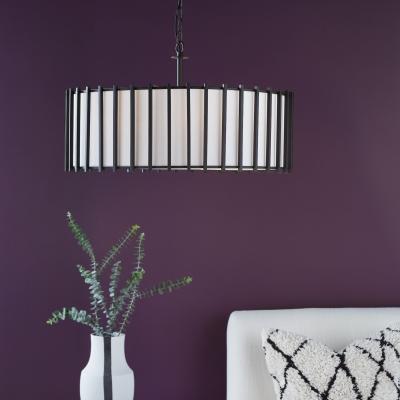 Pagazzi Cagliari 8 Light Matte Black & Ivory Pendant Ceiling Light