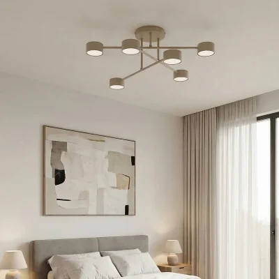 Pagazzi Halo 6 Light Semi Flush Beige