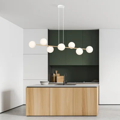 Pagazzi Gravity 8 Light Linear Pendant White & Gold