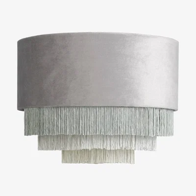 Pagazzi Matei Grey Velvet Tiered Tassle Pendant Ceiling Light Shade