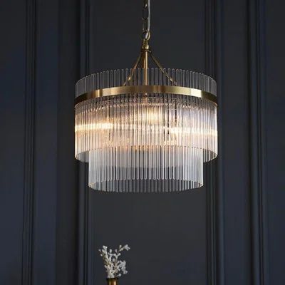 Pagazzi Marietta 3 Light Antique Brass & Glass Pendant Ceiling Light