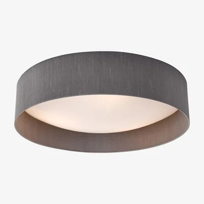 Pagazzi Nysa 3 Light Flush Grey Faux Silk Ceiling Light