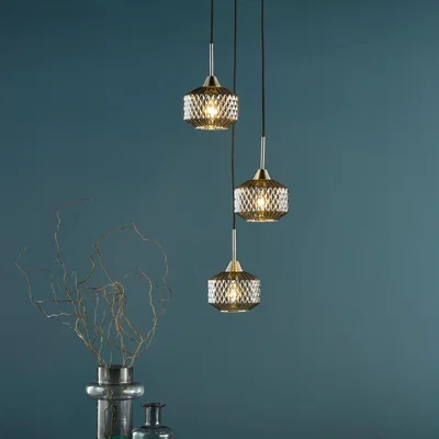 Pagazzi Fabrienne 3 Light Nickel & Smoked Glass Multidrop Pendant