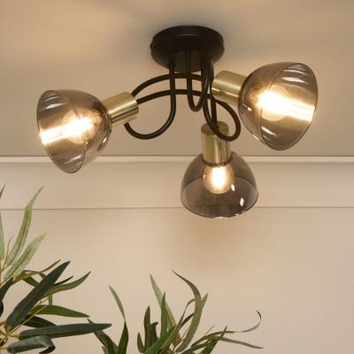 Pagazzi Elisa 3 Light Black & Gold Flush Ceiling Light