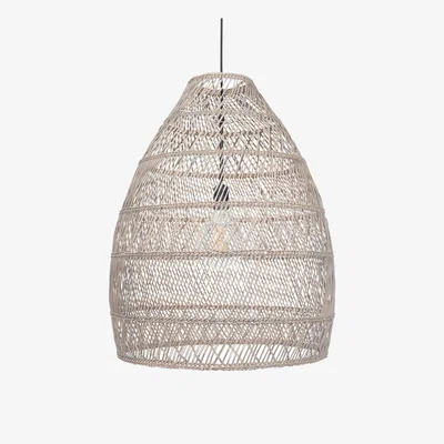 Pagazzi Molokai Grey Wash Woven Cloche Pendant Ceiling Light