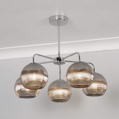 Pagazzi Hamblin 5 Light Chrome and Somked Glass Semi-Flush Ceiling Light