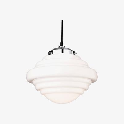 Pagazzi Art Deco 1 Light Polished Chrome and Oval 29cm Pendant Ceiling Light