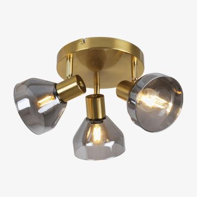 Pagazzi Fosco 3 Light Round Plate Spot Brushed Brass Ceiling Light