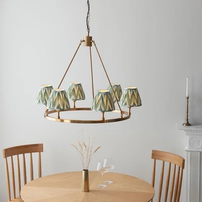 Pagazzi Chester & Zigzag 6 Light Brass Pendant Ceiling Light