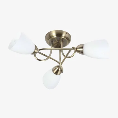 Pagazzi Jaco 3 Light Semi Flush Antique Brass Ceiling Light