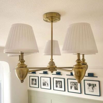 Pagazzi Giona Antique Brass & White Semi Flush 5 Light
