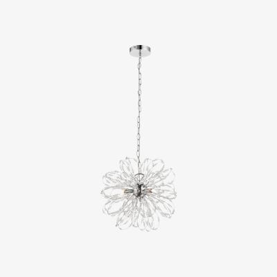 Pagazzi Alula 3 Light Polished Chrome Pendant Ceiling Light with Clear Bead Detailing
