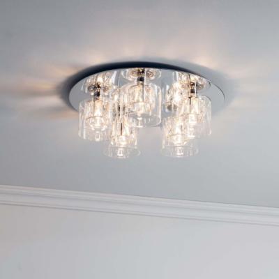 Pagazzi Verina 5-Light Flush Chrome and Crystal Ceiling Light