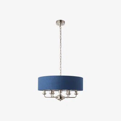 Pagazzi Highclere 6 Light Nickel & Blue Ceiling Pendant
