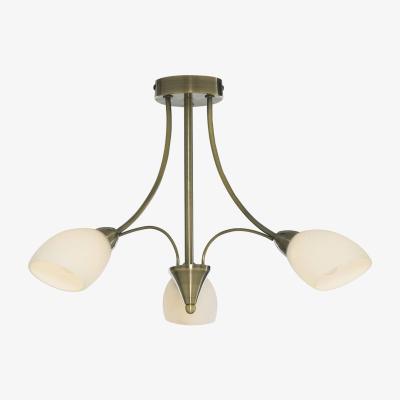 Pagazzi Oxford 3 Light Semi Flush Ceiling Light Antique Brass