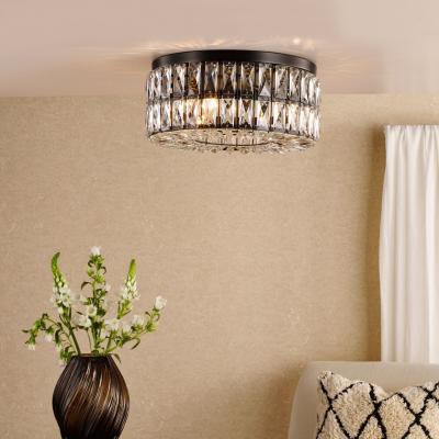 Pagazzi Relena 4 Light Black & Crystal Flush Ceiling Light