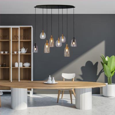 Pagazzi Divine 8 Light Black Metal and  Glass Cluster Pendant Light