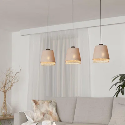 Pagazzi Tabley 3 Light Natural Bamboo Pendant Ceiling Bar