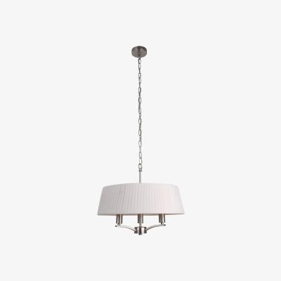 Pagazzi Altea 3 Light Satin Nickel Pendant Ceiling Light with Cream Shade