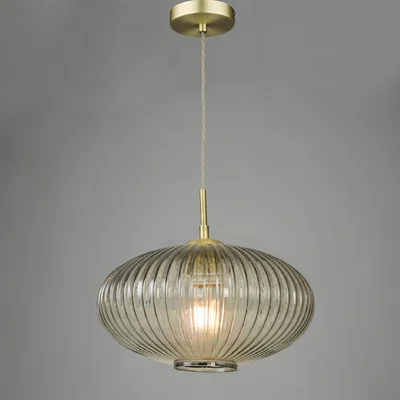 Pagazzi Sousa Antique Brass &amp; Smoked Glass Ceiling Pendant