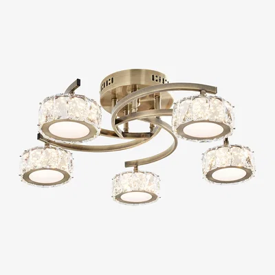 Pagazzi Dilan 5 Light Antique Brass LED Semi Flush Ceiling Light