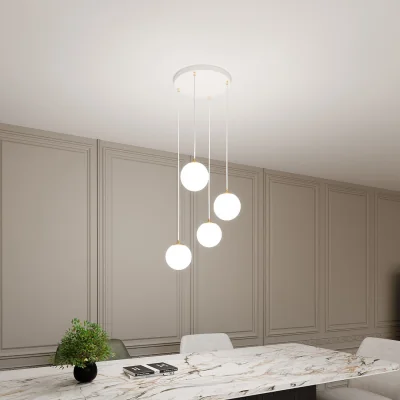 Pagazzi Royal 4 Light Pendant White & Gold
