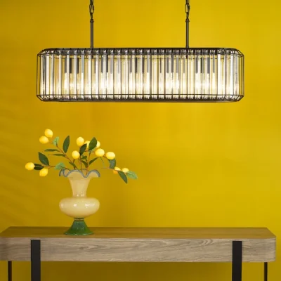 Pagazzi Naeva 5-Light Matte Black and Crystal Pendant