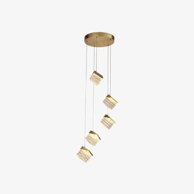 Pagazzi Cuboid 5-Light Satin Brass LED Pendant