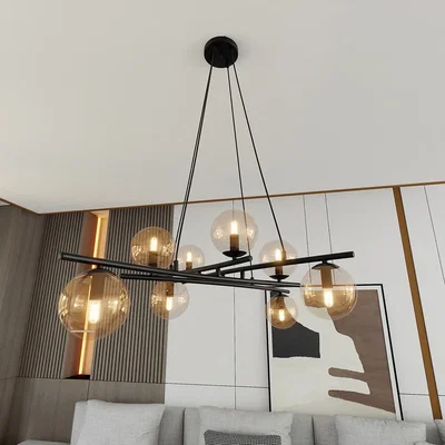 Pagazzi Essa 8 Light Pendant Black & Amber