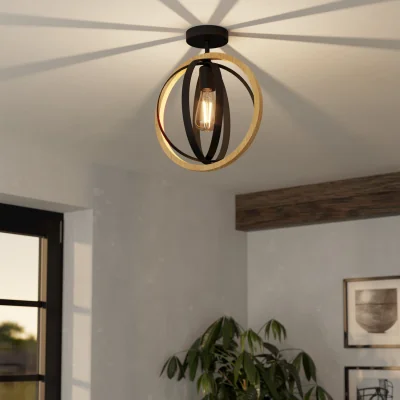Pagazzi Basildon Black Semi-Flush Ceiling Light