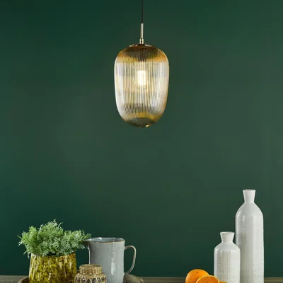 Pagazzi Abrielle Bronze & Amber Glass Pendant Ceiling Light