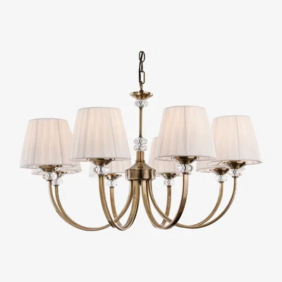 Pagazzi Langham 8 Light Antique Brass and Cream Ceiling Light
